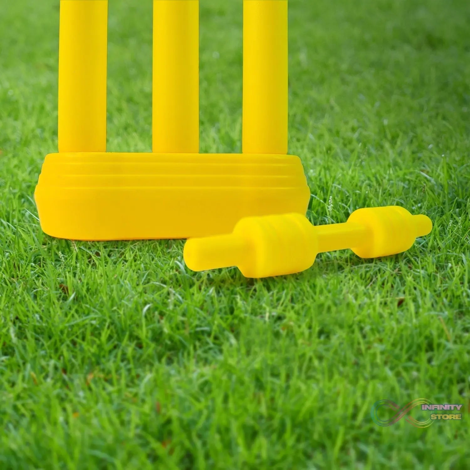 Small Cricket Kit for Boys & Girls, Cricket Set with 1 Cricket Bat, 1 Plastic Ball, Bails, 3 Stumps with Stand Base - infinityexculsivestore.com