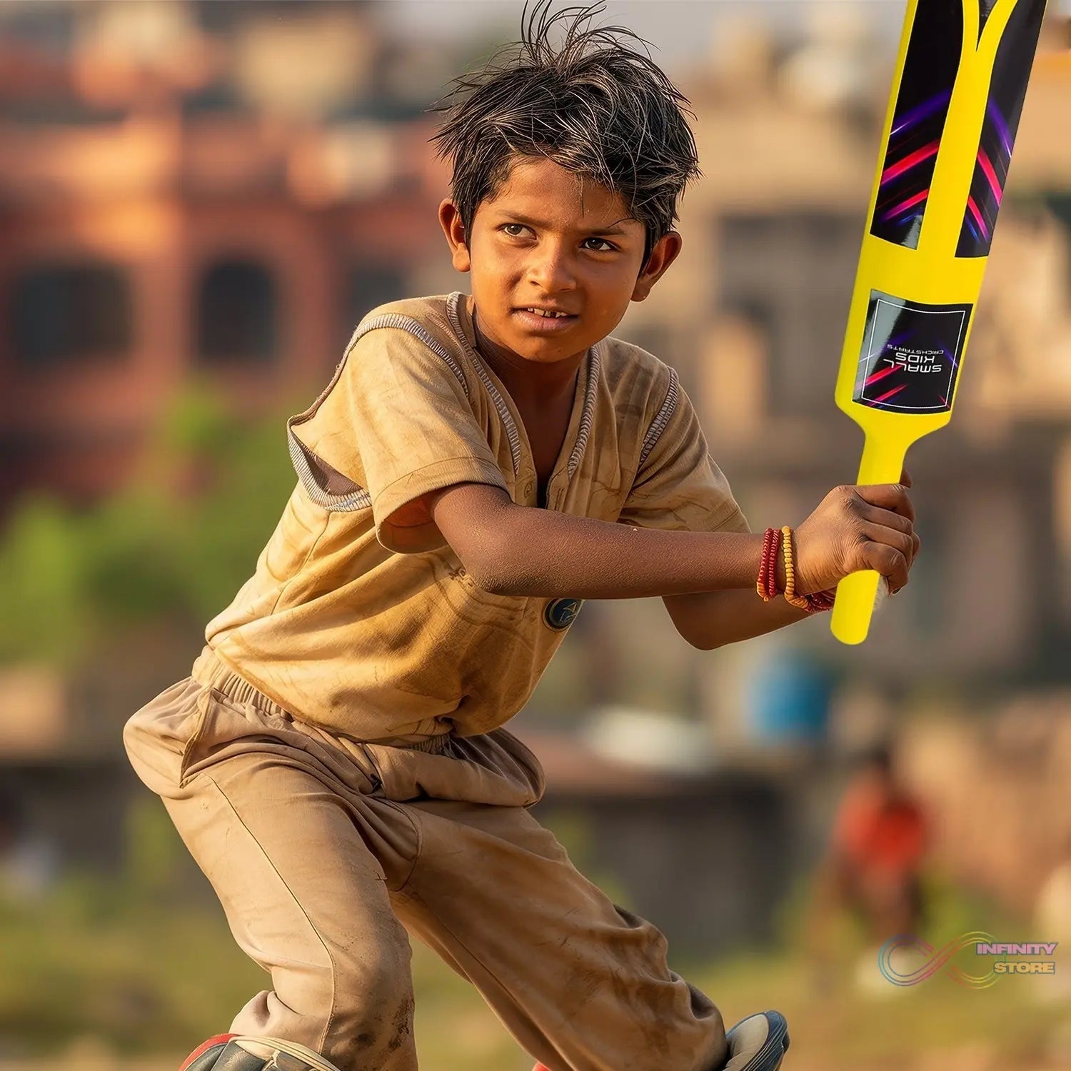 Small Cricket Kit for Boys & Girls, Cricket Set with 1 Cricket Bat, 1 Plastic Ball, Bails, 3 Stumps with Stand Base - infinityexculsivestore.com