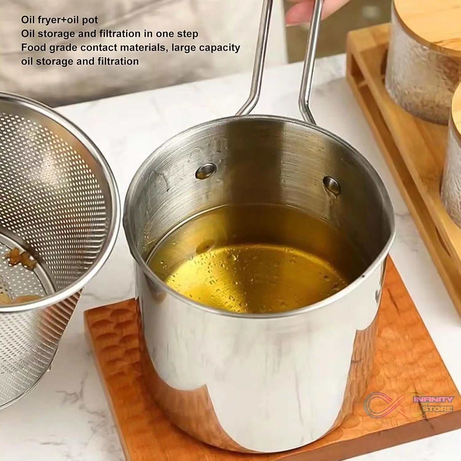 Small Deep Frying Pot With Strainer Basket (2 Pc Set) - infinityexculsivestore.com