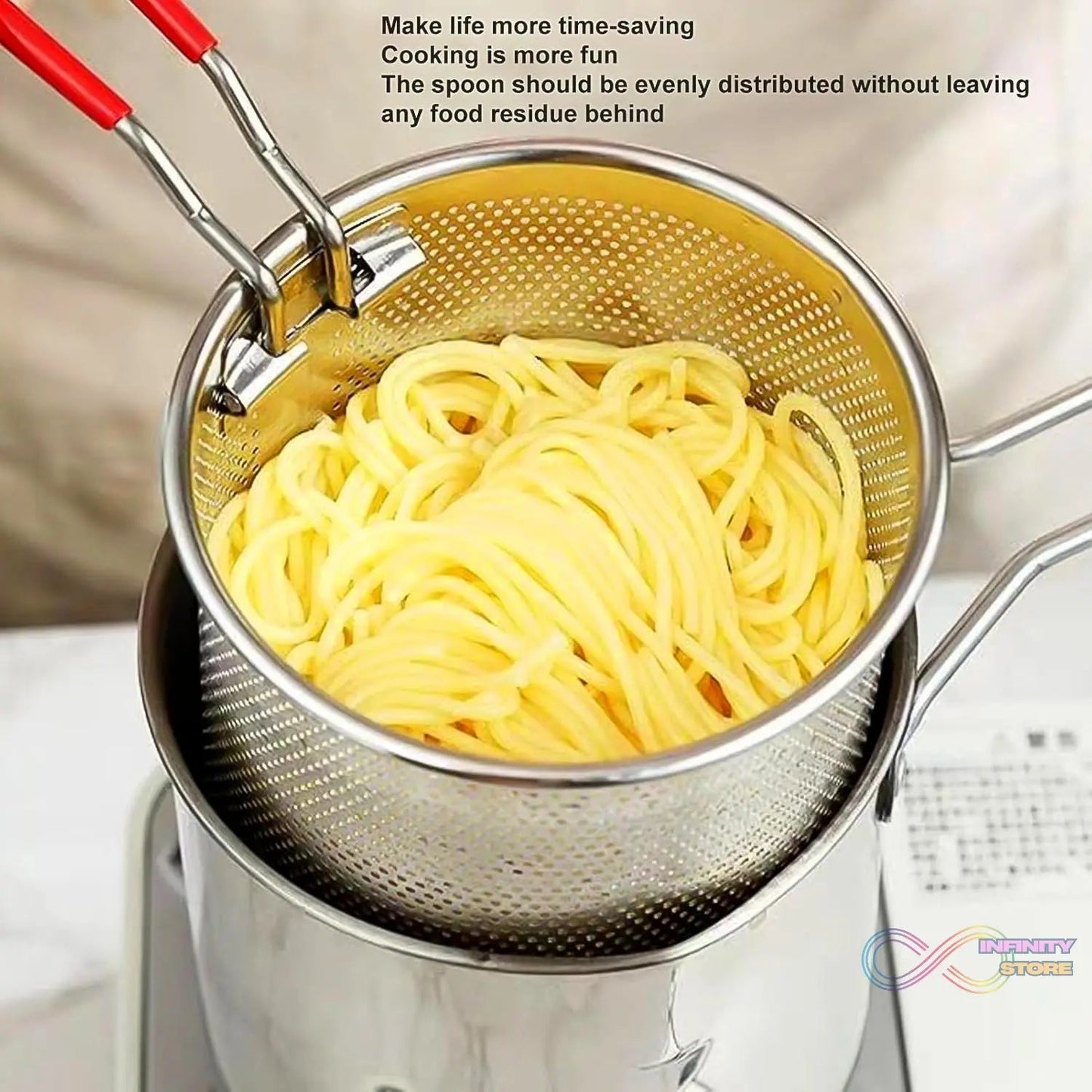 Small Deep Frying Pot With Strainer Basket (2 Pc Set) - infinityexculsivestore.com
