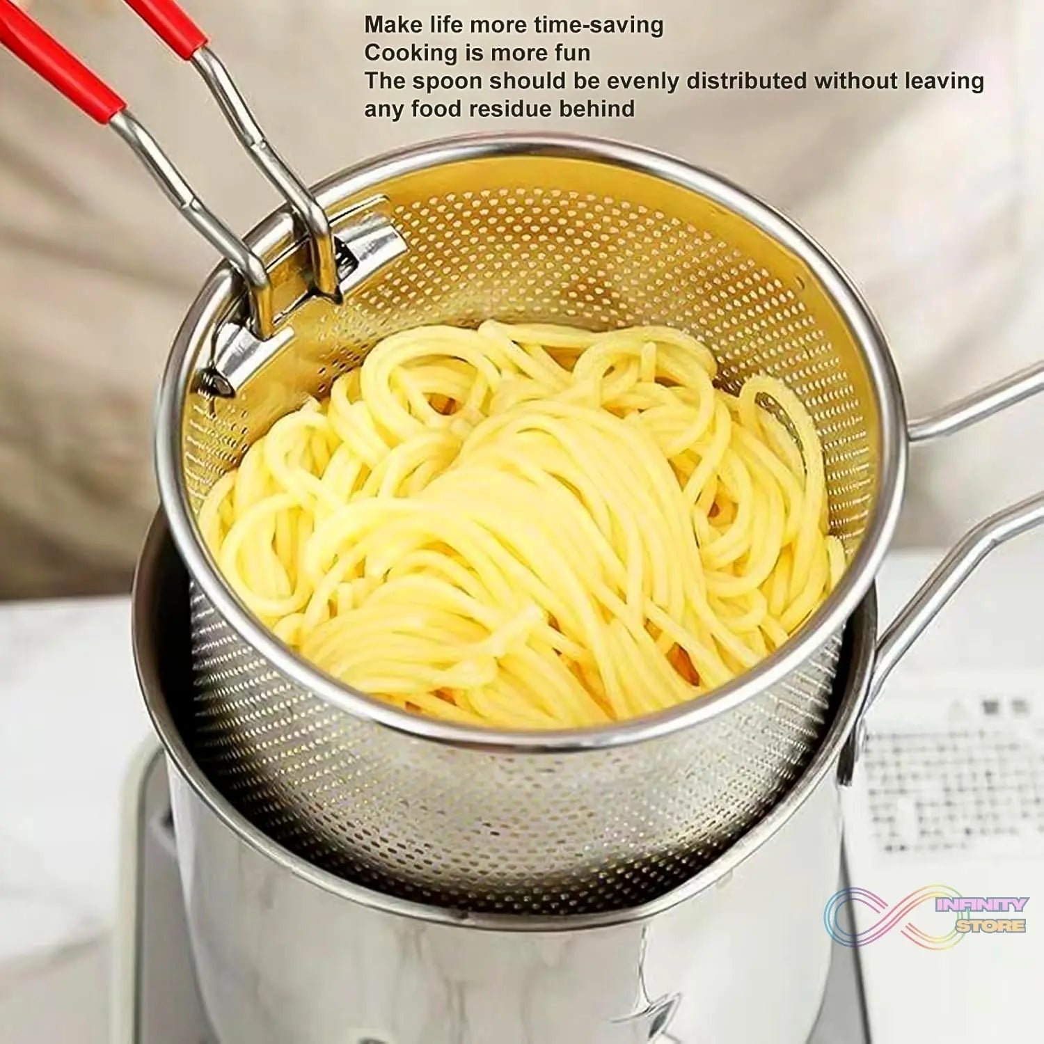 Small Deep Frying Pot With Strainer Basket (2 Pc Set) - infinityexculsivestore.com