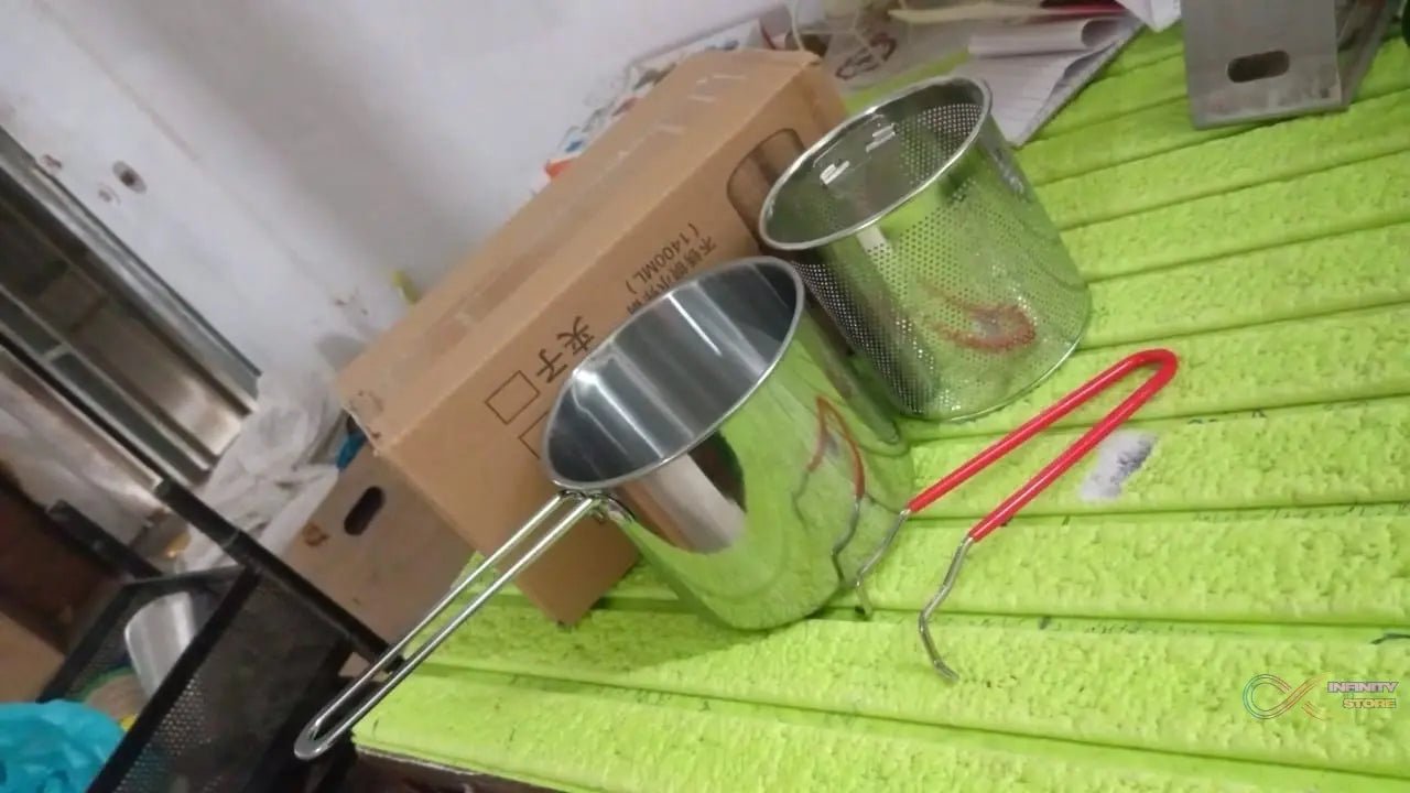 Small Deep Frying Pot With Strainer Basket (2 Pc Set) - infinityexculsivestore.com
