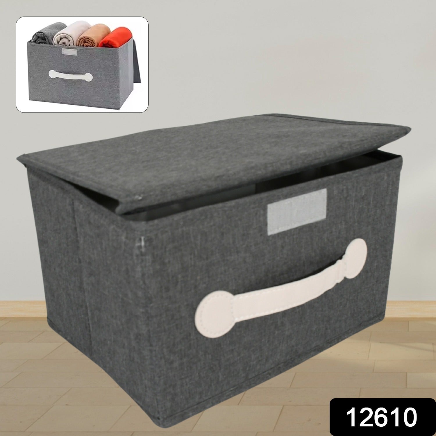 Small Foldable Storage Box With Lid And Handles, Cotton And Linen Storage Bins And Baskets Organizer For Nursery, Closet, Bedroom, Home (28×20×16 Cm / 1 pc) - infinityexculsivestore.com