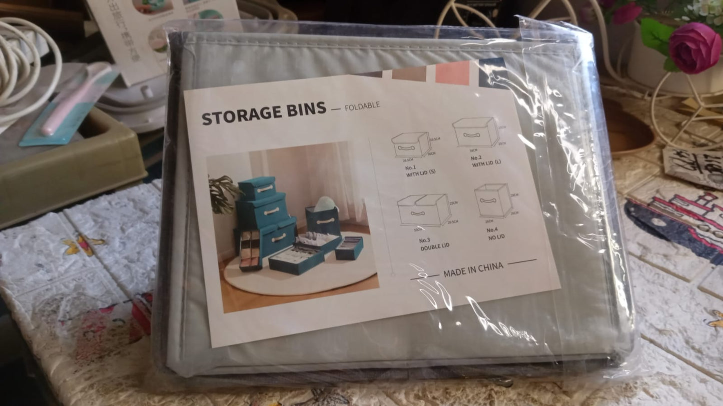 Small Foldable Storage Box With Lid And Handles, Cotton And Linen Storage Bins And Baskets Organizer For Nursery, Closet, Bedroom, Home (28×20×16 Cm / 1 pc) - infinityexculsivestore.com