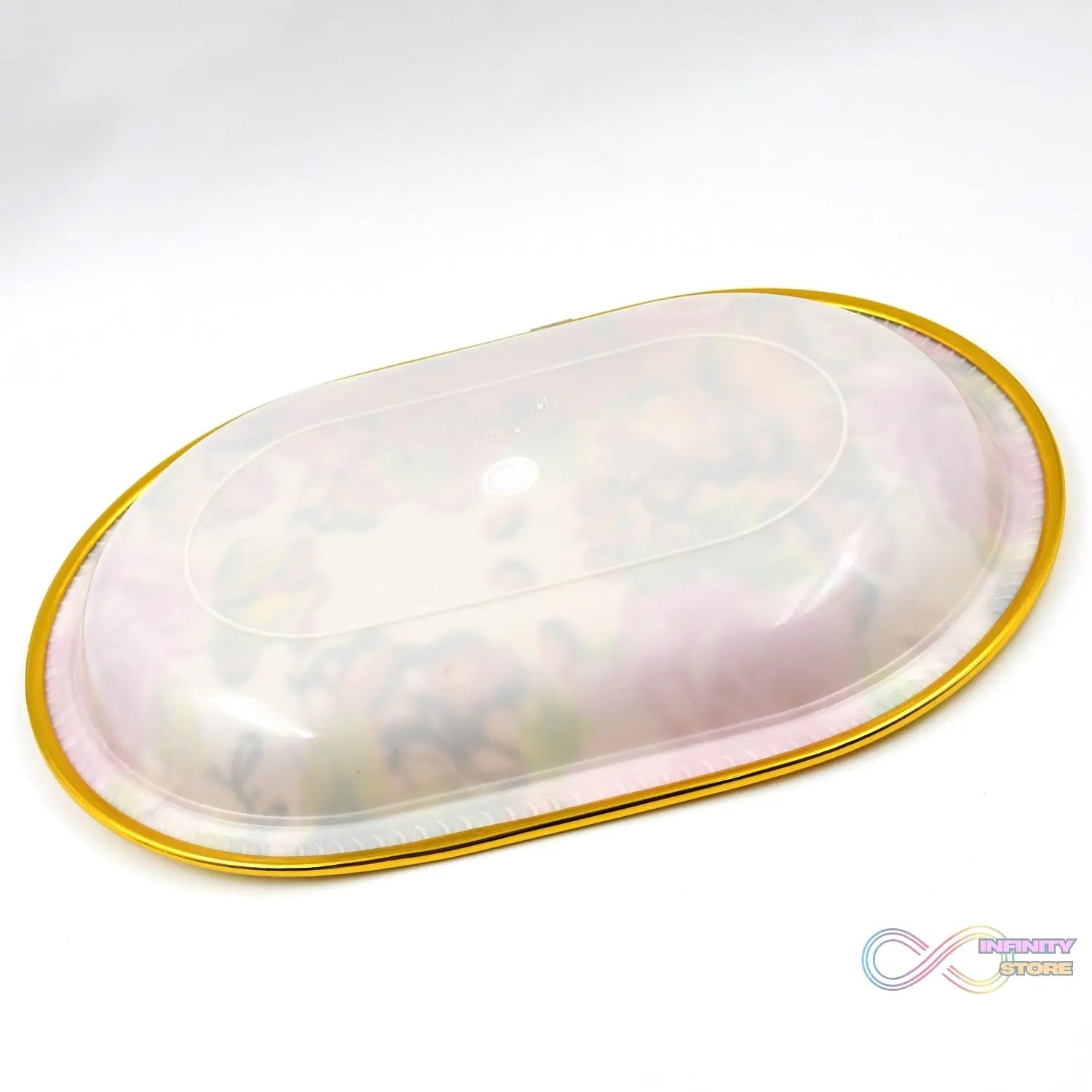 Small Plastic Flower Printed Design Serving Tray (1 Pc / 27 x 18 CM / Mix Color) - infinityexculsivestore.com