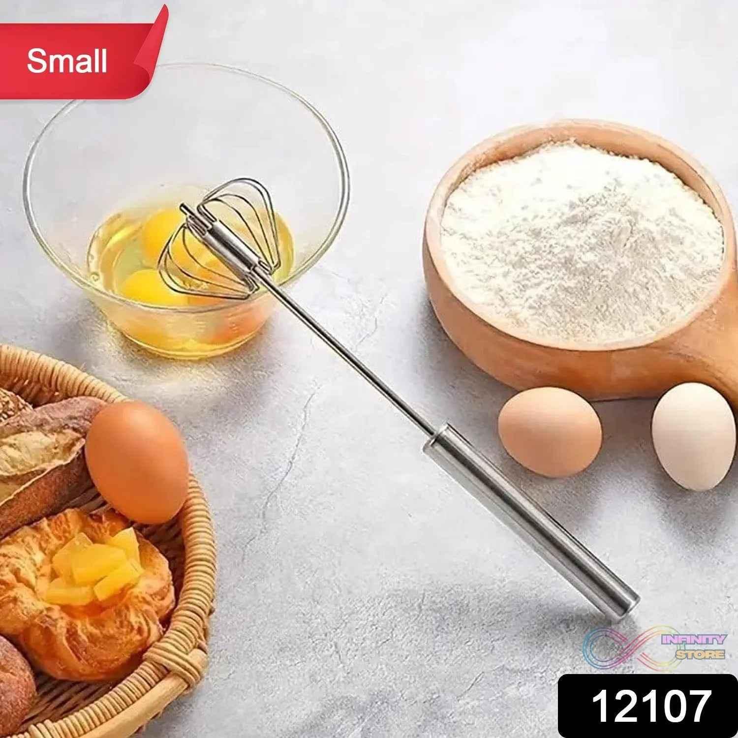 Small Stainless Steel Egg Whisk, Hand Push Rotary Whisk Blender (1 Pc / 27 Cm) - infinityexculsivestore.com