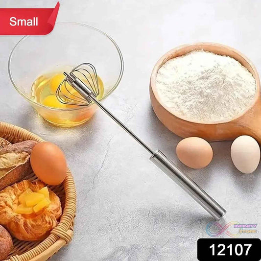 Small Stainless Steel Egg Whisk, Hand Push Rotary Whisk Blender (1 Pc / 27 Cm) - infinityexculsivestore.com
