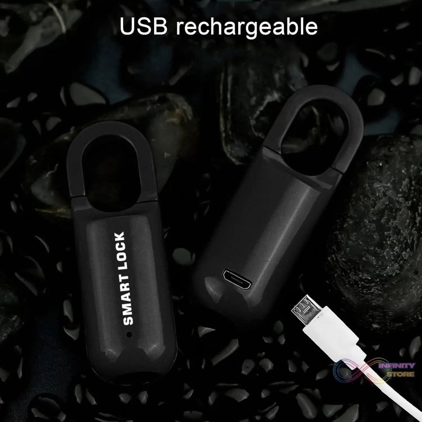 Small USB Rechargeable Smart Fingerprint Padlock for Locker - infinityexculsivestore.com