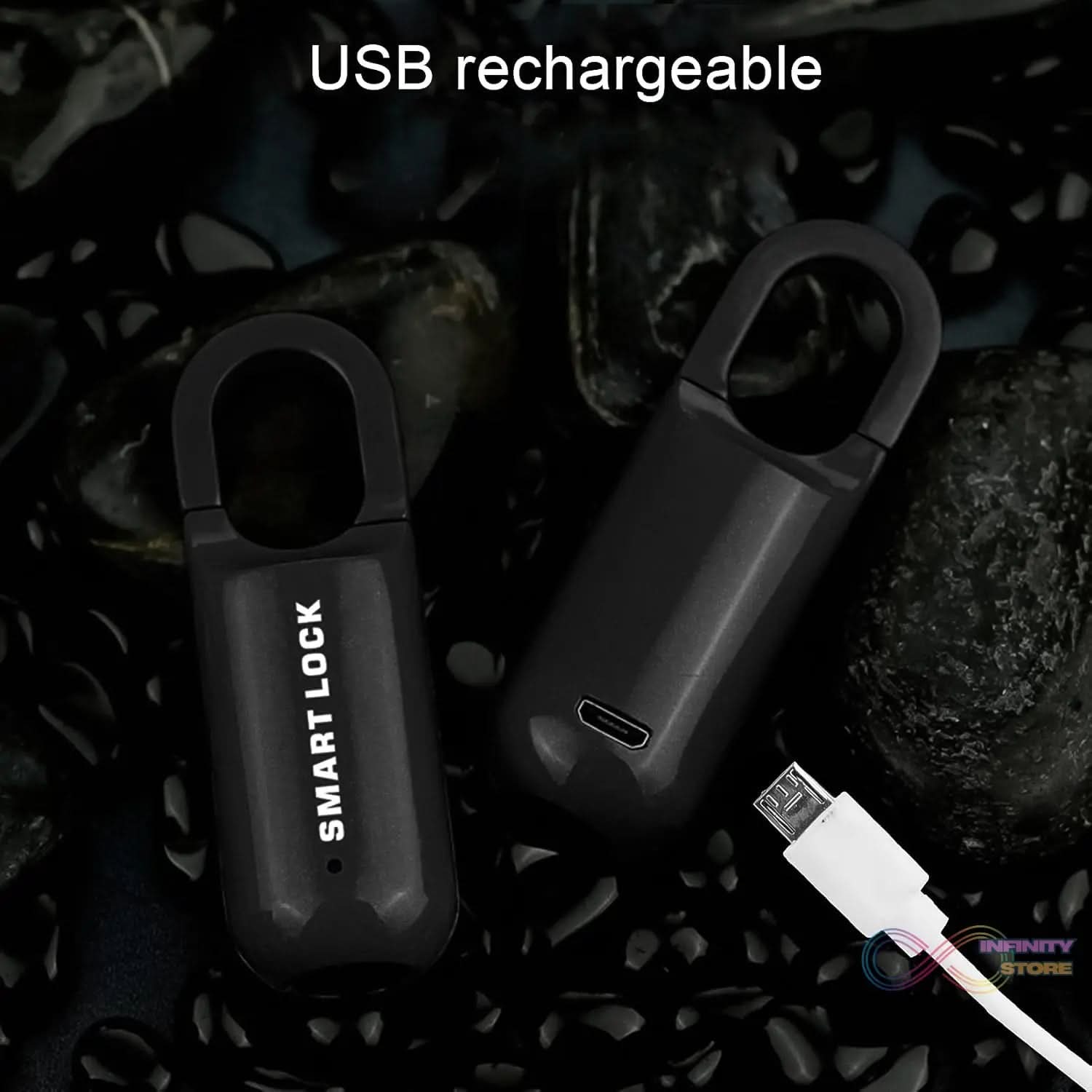 Small USB Rechargeable Smart Fingerprint Padlock for Locker - infinityexculsivestore.com