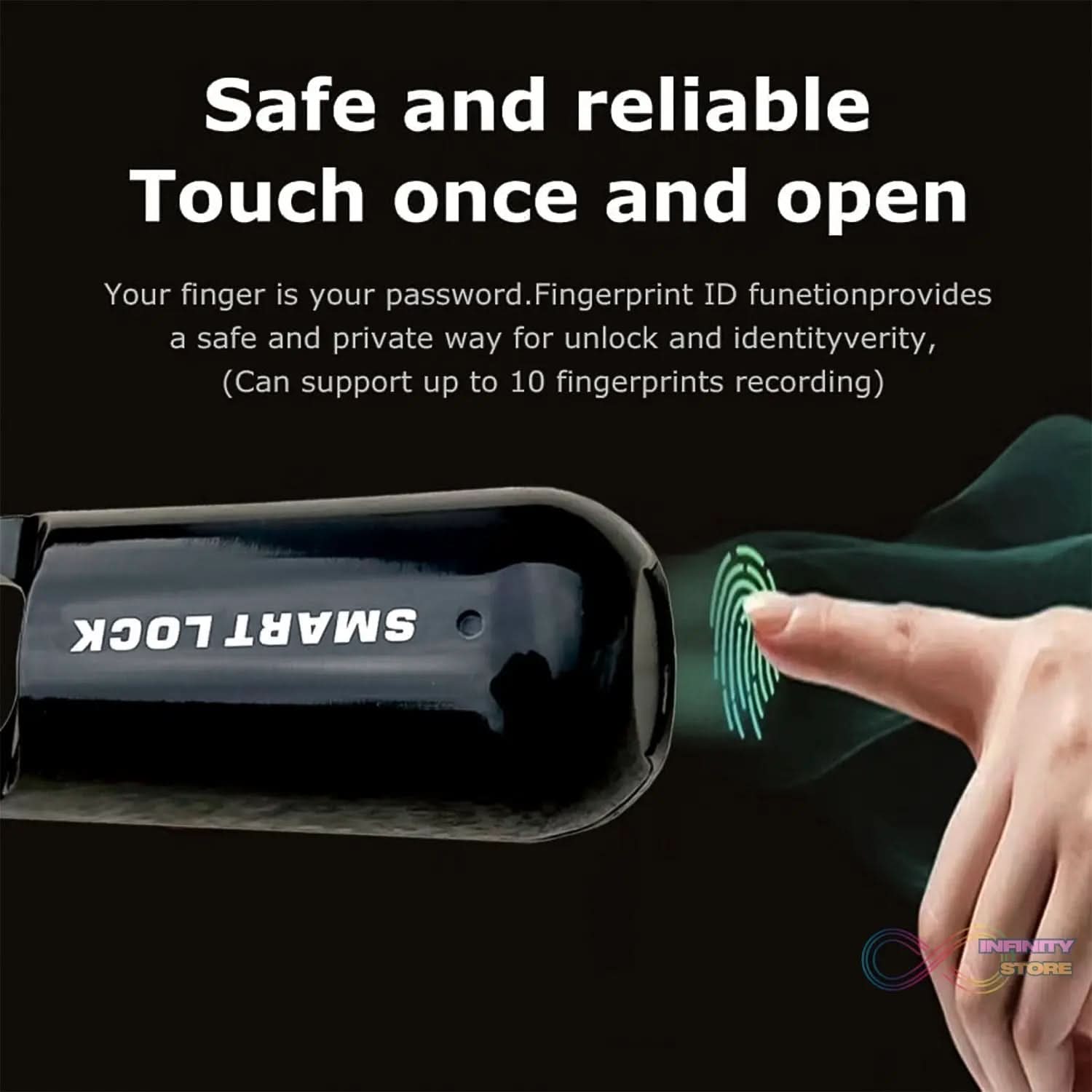 Small USB Rechargeable Smart Fingerprint Padlock for Locker - infinityexculsivestore.com