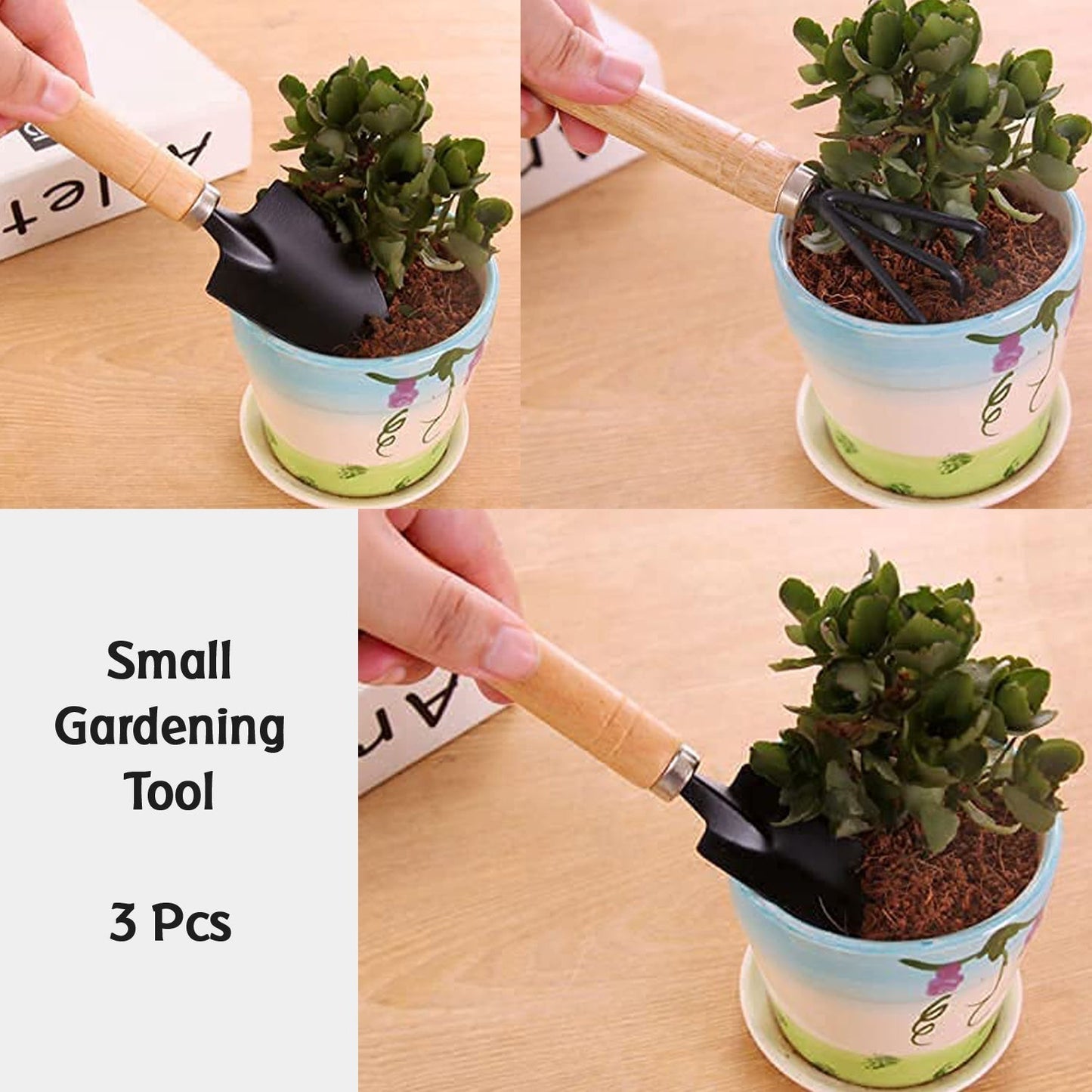 Small sized Hand Cultivator, Small Trowel, Garden Fork (Set of 3) - infinityexculsivestore.com