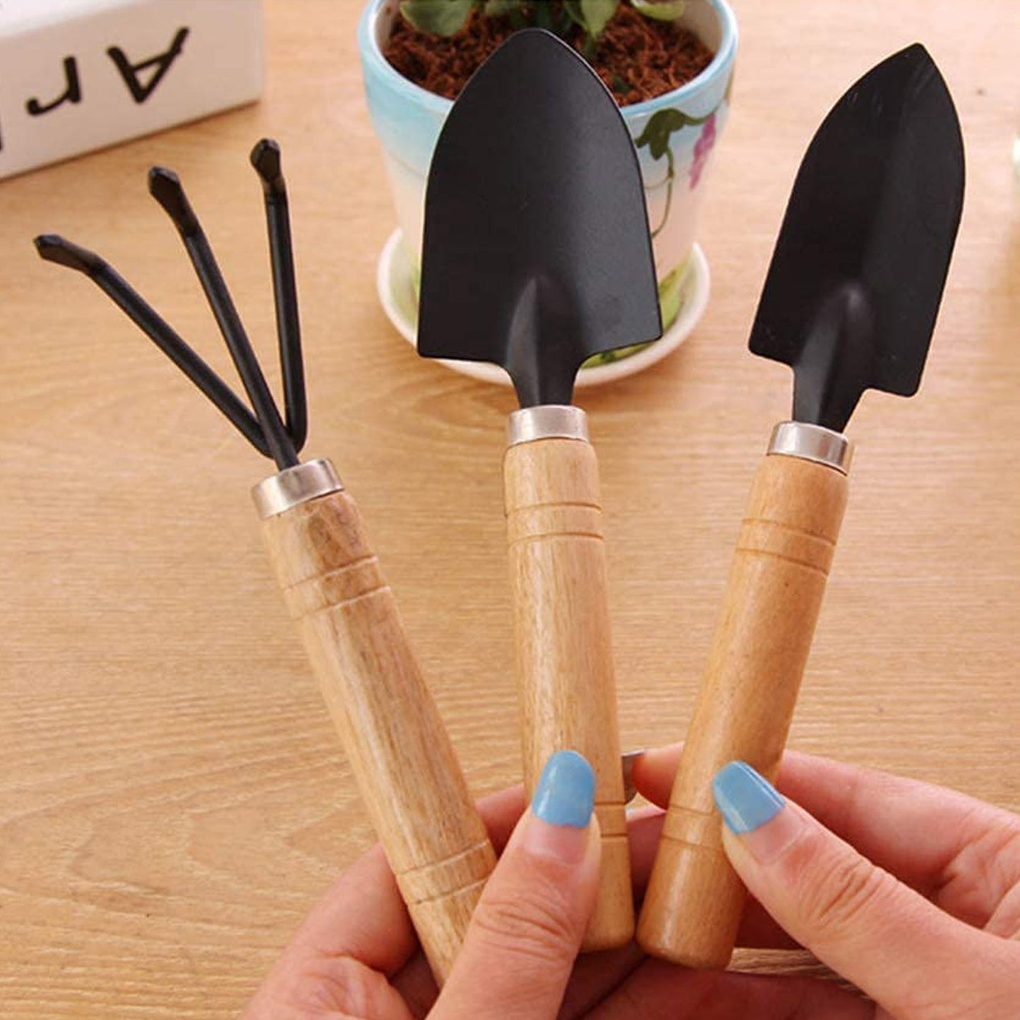 Small sized Hand Cultivator, Small Trowel, Garden Fork (Set of 3) - infinityexculsivestore.com
