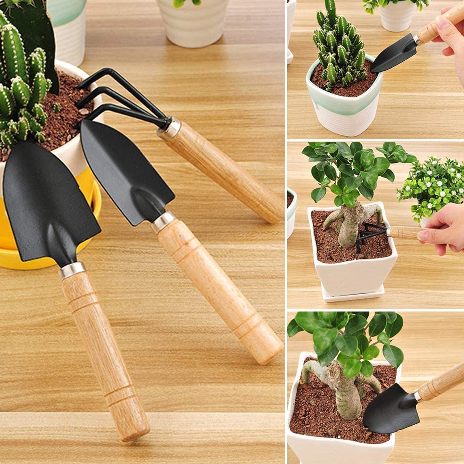 Small sized Hand Cultivator, Small Trowel, Garden Fork (Set of 3) - infinityexculsivestore.com