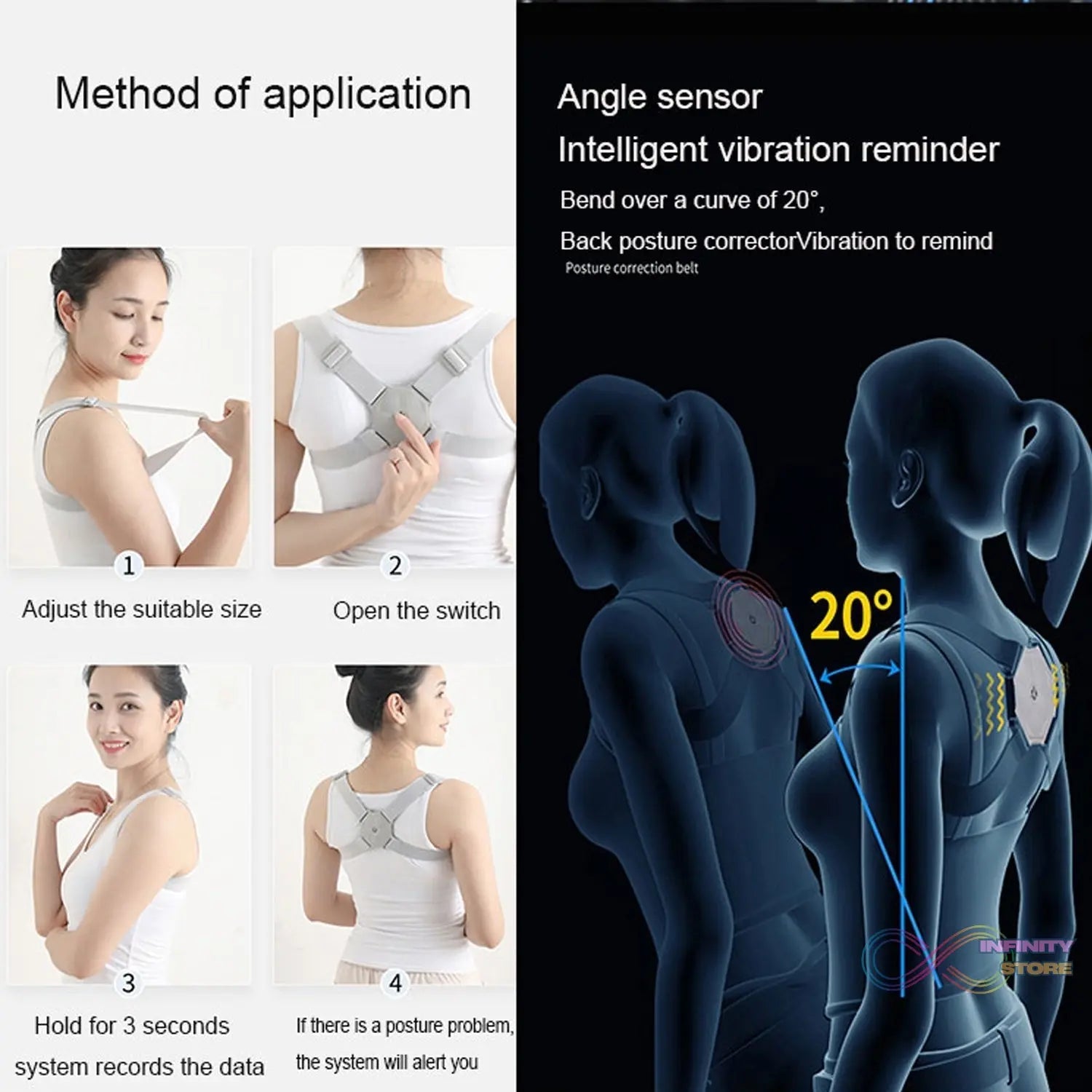 Smart Back Posture Corrector (Vibration Reminder): Improves Posture, Shoulder Support (Unisex) - infinityexculsivestore.com