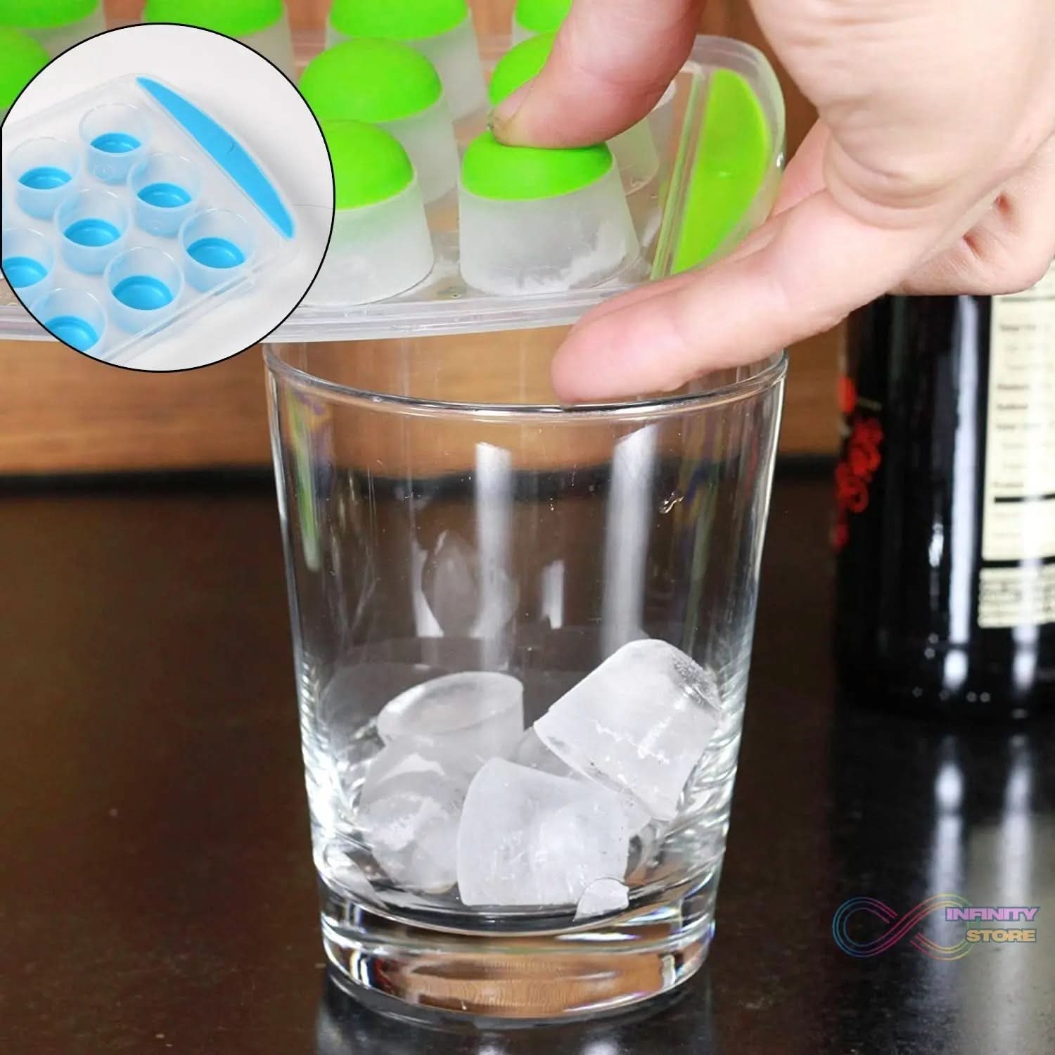Smart Push Pop Out Round Shape Mini Ice Cube Trays with Flexible Silicone Bottom | Round Shape Silicone Chocolate Mold Maker Ice Cube Tray Freeze Mold - infinityexculsivestore.com