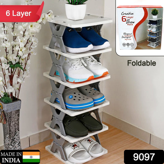 Smart Shoe Rack with 6 Layer Shoes Stand Multifunctional Entryway Foldable & Collapsible Door Shoe Rack - infinityexculsivestore.com