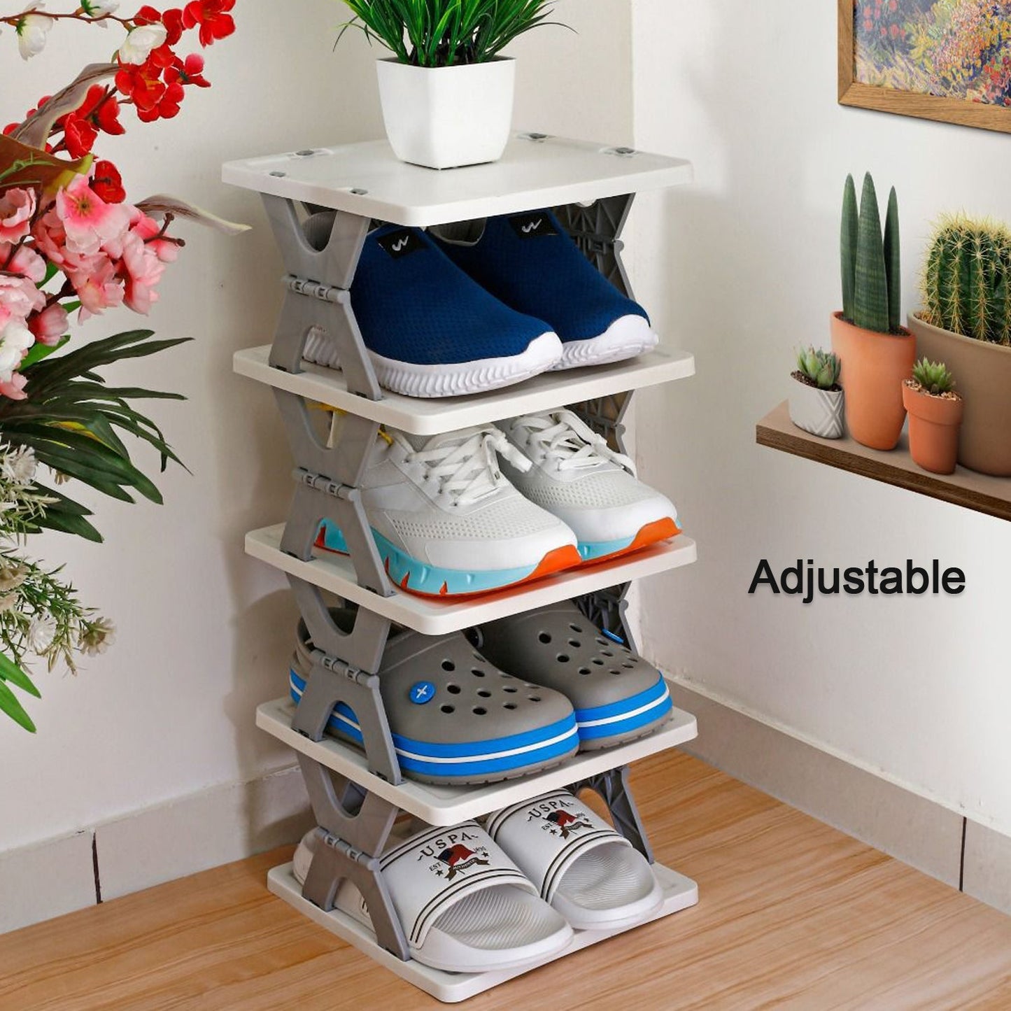 Smart Shoe Rack with 6 Layer Shoes Stand Multifunctional Entryway Foldable & Collapsible Door Shoe Rack - infinityexculsivestore.com