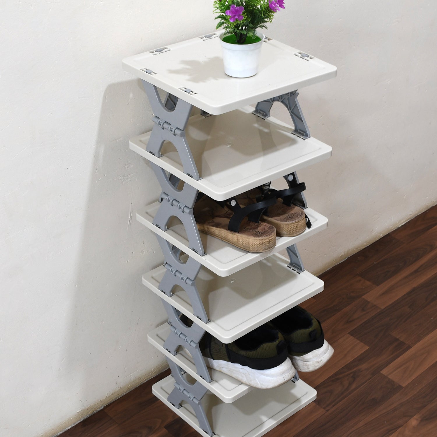 Smart Shoe Rack with 6 Layer Shoes Stand Multifunctional Entryway Foldable & Collapsible Door Shoe Rack - infinityexculsivestore.com