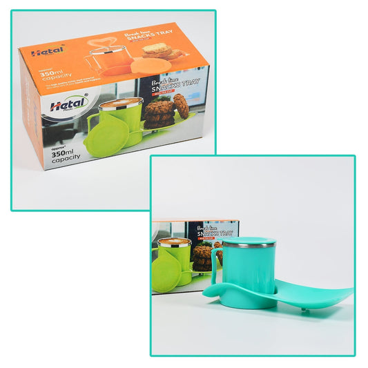 Snack Tray with 350ml Steel Cup for Kids & Home Use - infinityexculsivestore.com