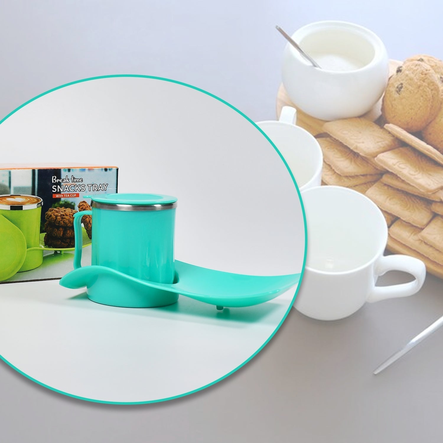 Snack Tray with 350ml Steel Cup for Kids & Home Use - infinityexculsivestore.com
