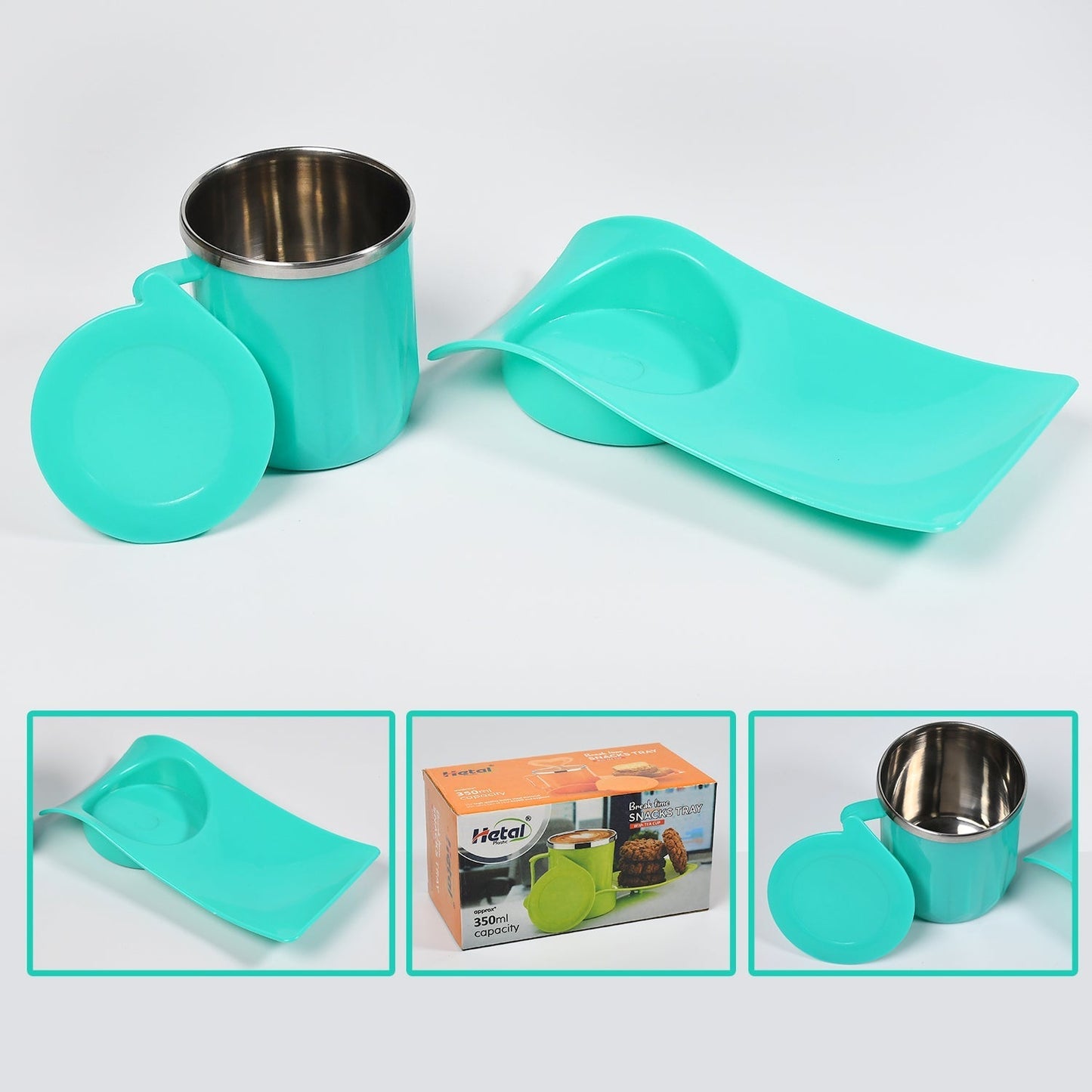 Snack Tray with 350ml Steel Cup for Kids & Home Use - infinityexculsivestore.com