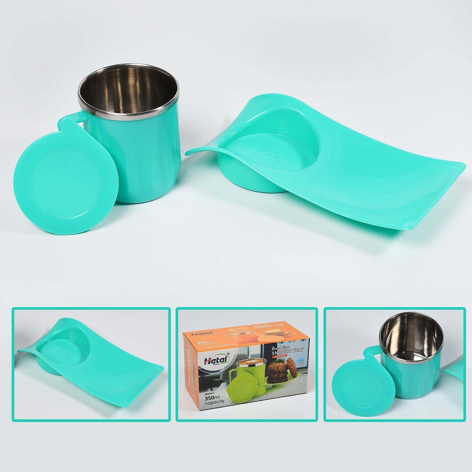 Snack Tray with 350ml Steel Cup for Kids & Home Use - infinityexculsivestore.com