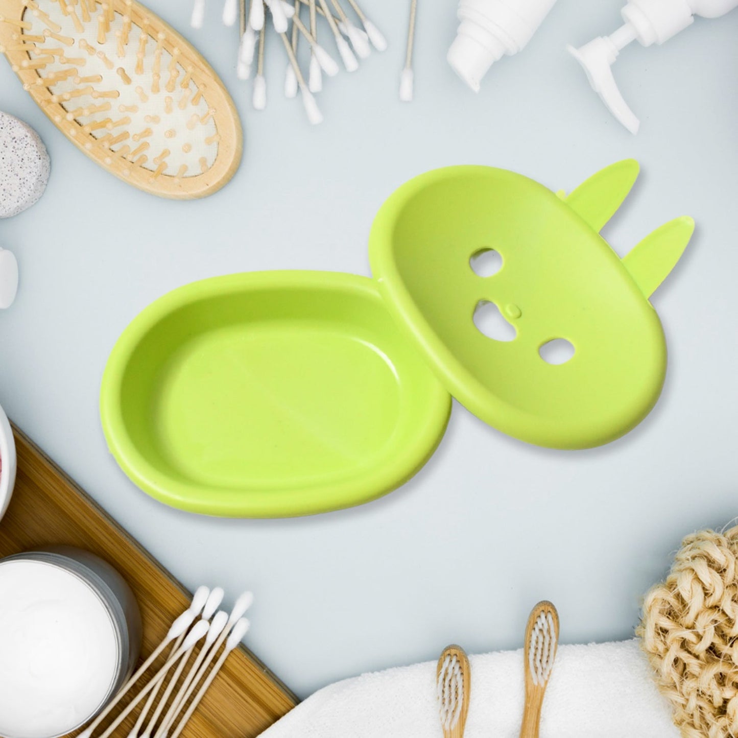 Soap Box Drain soap Box Cute Rabbit Shape Double soap Bowl Box Plastic Rack Storage Rack Bathroom Toilet Storage Box - infinityexculsivestore.com