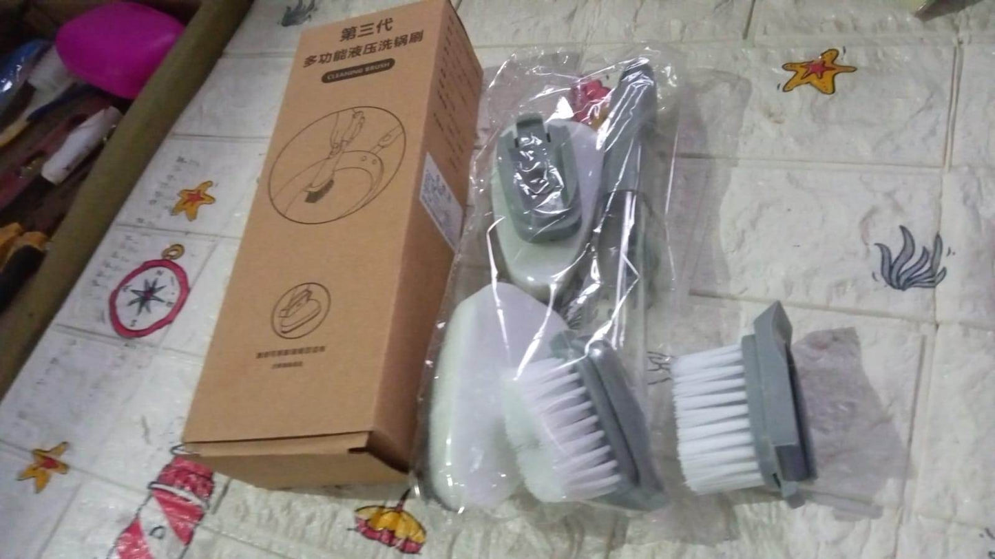 Dish Scrubber with Soap Dispenser, Soap Dispensing Dish Brush Set, Dishwashing Brushes Kitchen Scrub Dish Wand for Dishes Sink Pot Pan Cleaning and Washing,1 Handle,3Refill Replacement Head - infinityexculsivestore.com