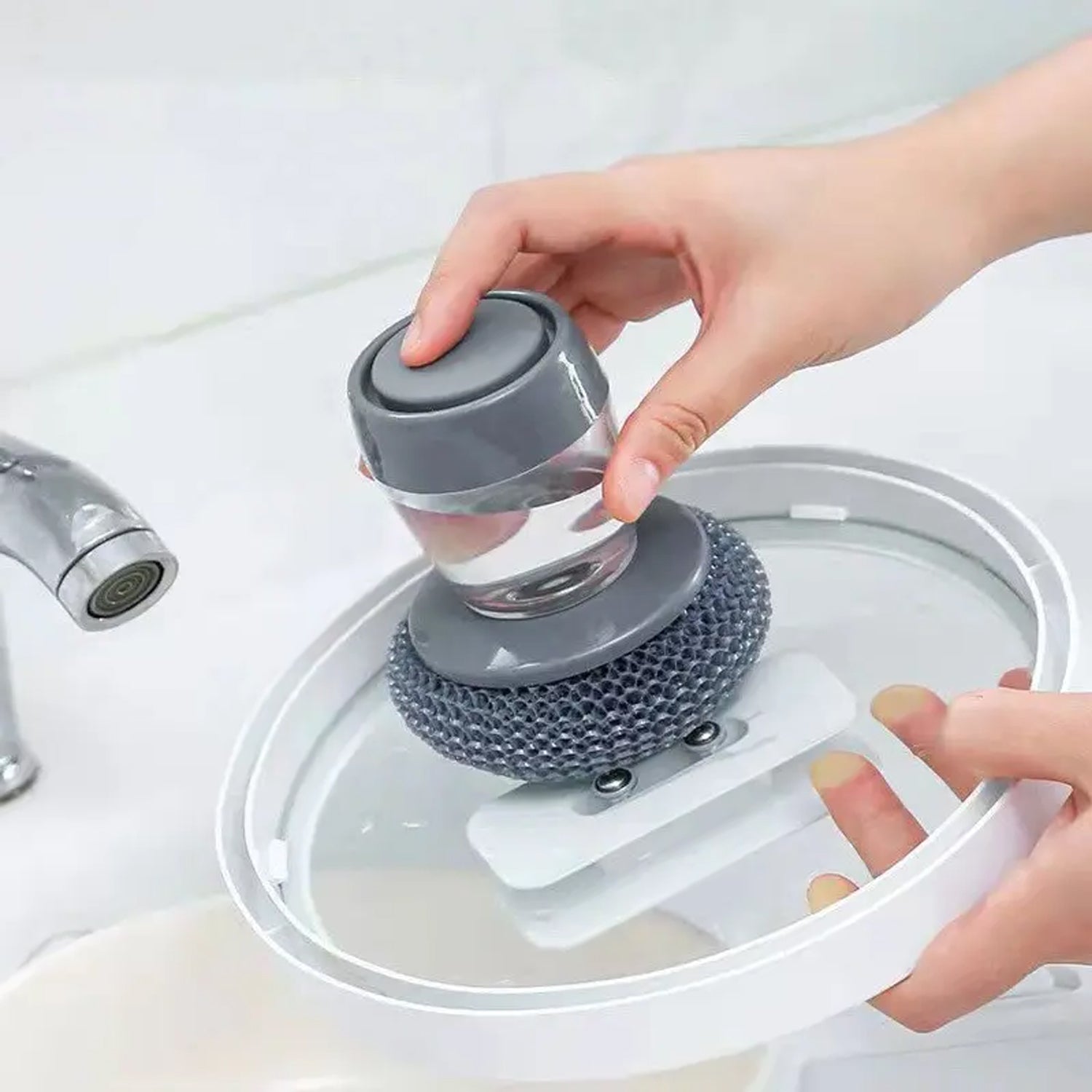 Soap Dispensing Dish Brush (1 Pc): Palm Brush, Kitchen Cleaning - infinityexculsivestore.com