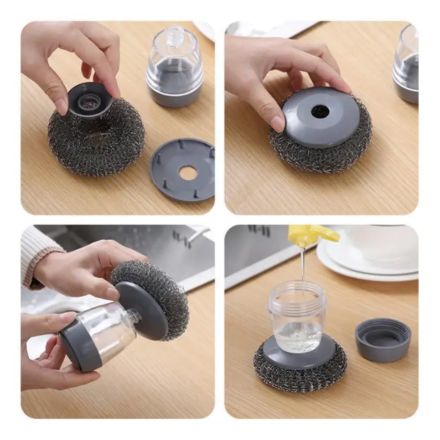 Soap Dispensing Dish Brush (1 Pc): Palm Brush, Kitchen Cleaning - infinityexculsivestore.com