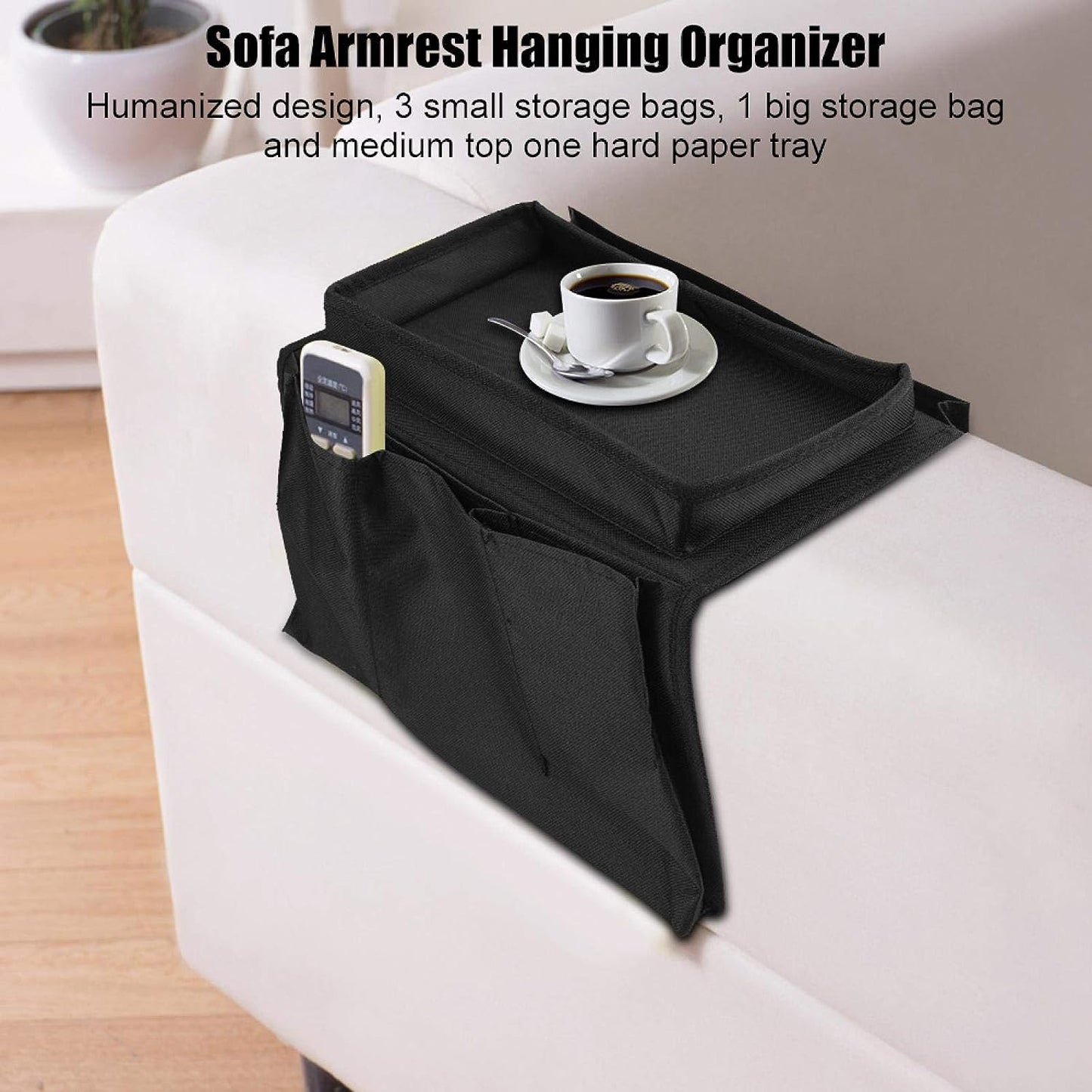 Sofa Arm Rest Hanging Storage Bag, Storage Bag for Sofa Ideal for Sorting Magazines Books (Black) - infinityexculsivestore.com