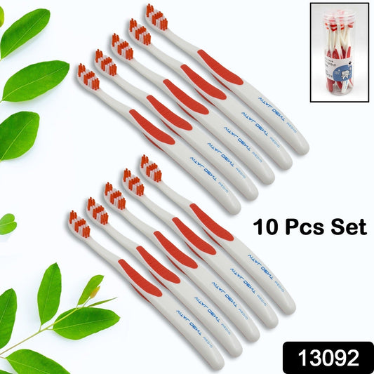 Soft Toothbrush With Plastic Round Box for Men and Women, Kids, Adults Plastic Toothbrush (10 pcs Set) - infinityexculsivestore.com