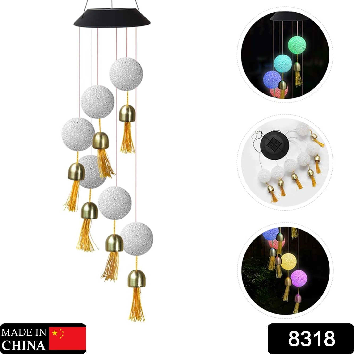Solar Crystal Ball Wind Chime, Color Changing Solar Powered LED Hanging Wind Chime Light Mobile for Patio Yard Garden Home Outdoor Night Decor, Gifts - infinityexculsivestore.com