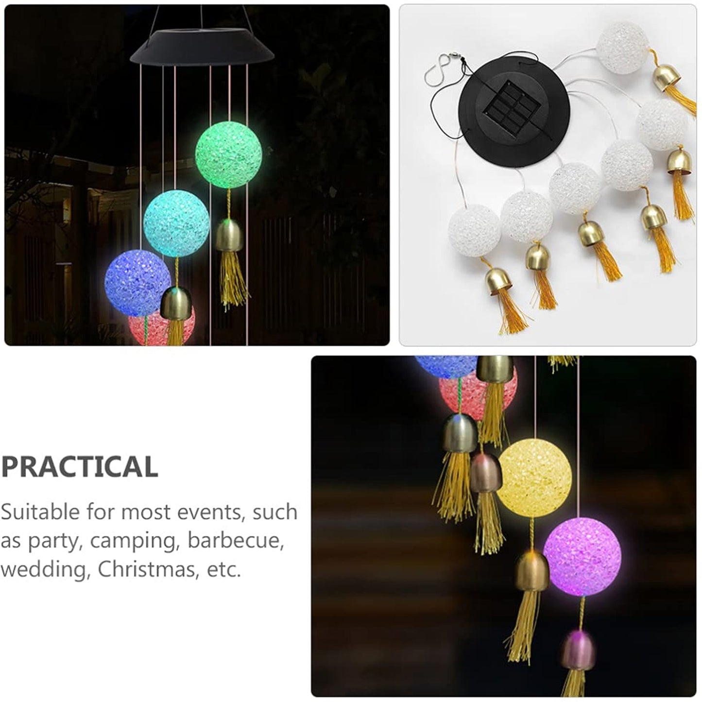 Solar Crystal Ball Wind Chime, Color Changing Solar Powered LED Hanging Wind Chime Light Mobile for Patio Yard Garden Home Outdoor Night Decor, Gifts - infinityexculsivestore.com