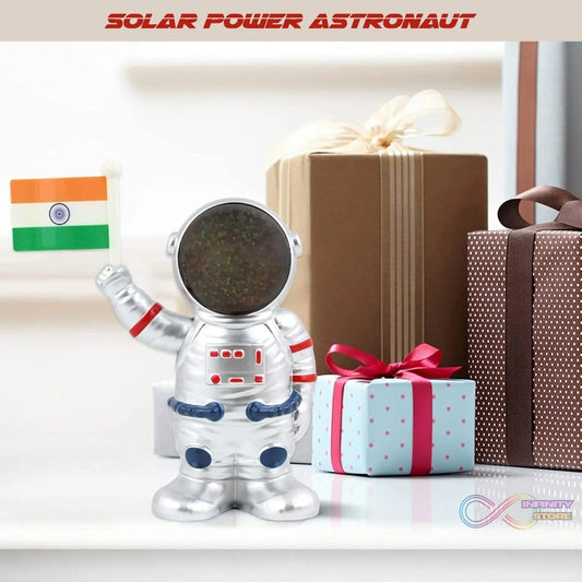 Solar Power Astronaut Ornament Moving Hand with Indian Flag (1 Pc) - infinityexculsivestore.com