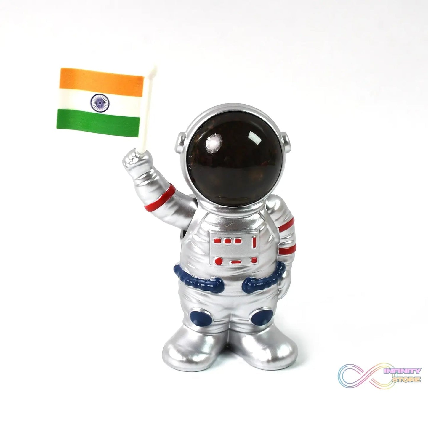 Solar Power Astronaut Ornament Moving Hand with Indian Flag (1 Pc) - infinityexculsivestore.com