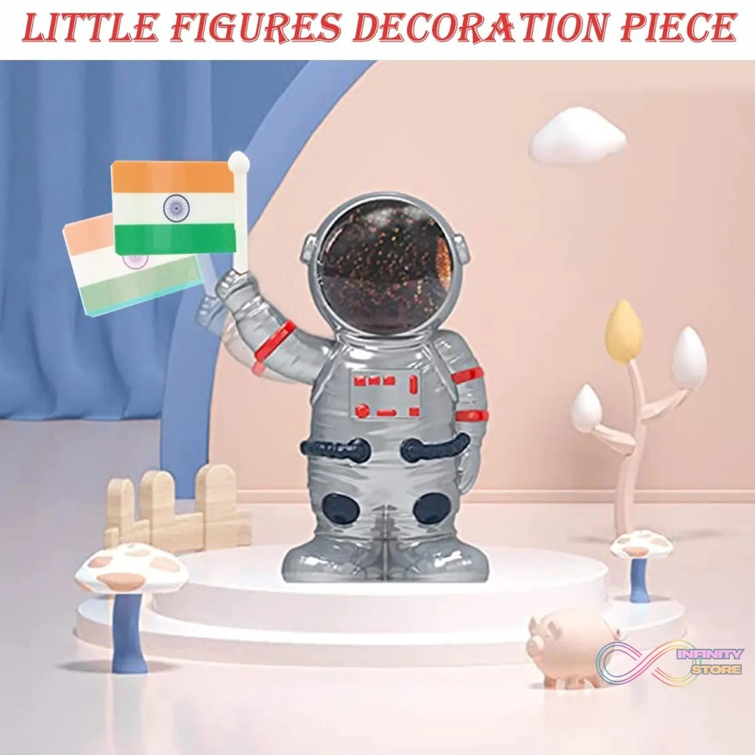 Solar Power Astronaut Ornament Moving Hand with Indian Flag (1 Pc) - infinityexculsivestore.com