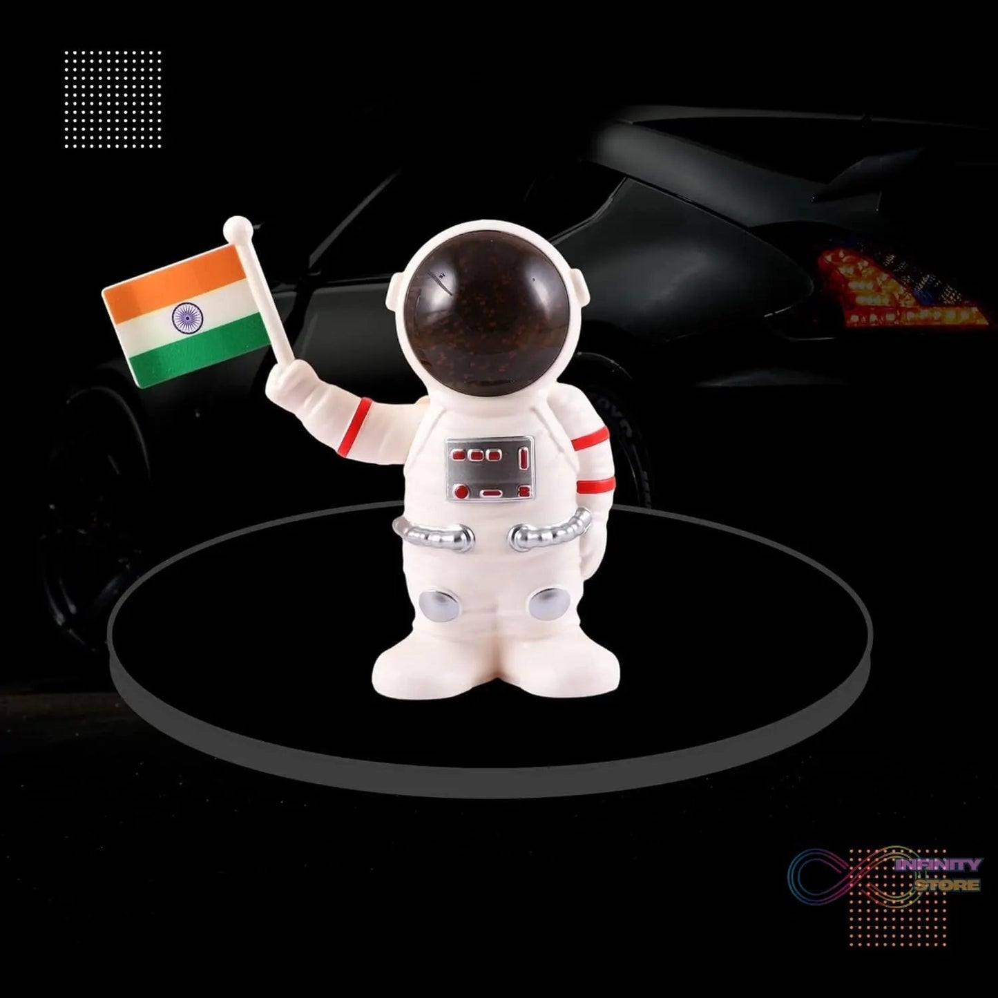 Solar Power Astronaut Ornament Moving Hand with Indian Flag (1 Pc) - infinityexculsivestore.com