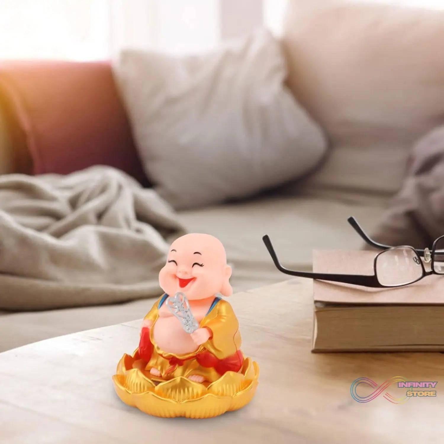 Solar Power Moving Buddha Car Ornament (1 Pc) - infinityexculsivestore.com