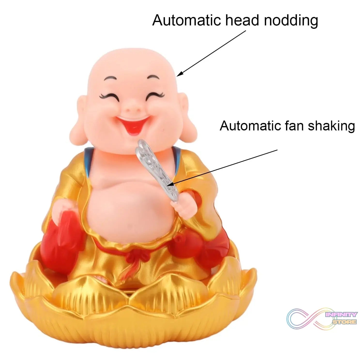 Solar Power Moving Buddha Car Ornament (1 Pc) - infinityexculsivestore.com