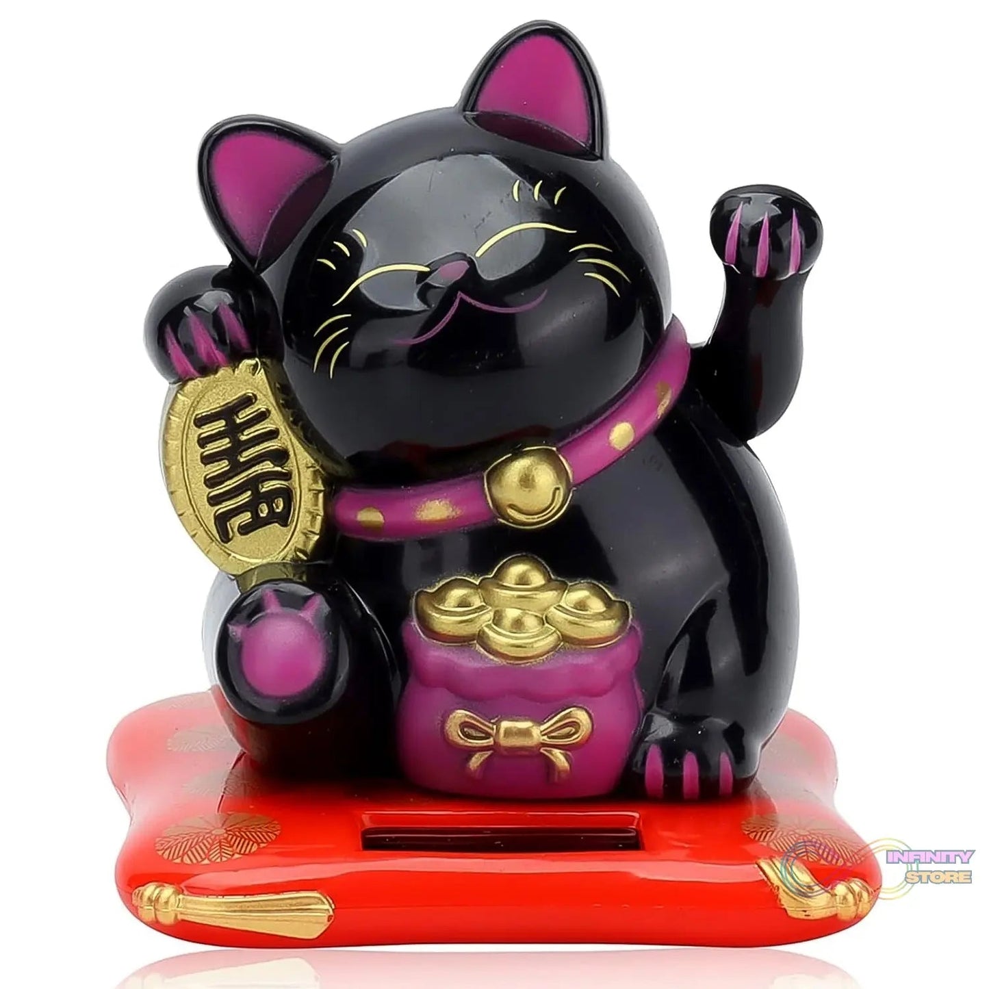 Solar Powered Happy Cat Beautiful with Arm Waves Wealth Cat (1 Pc / Mix Color) - infinityexculsivestore.com