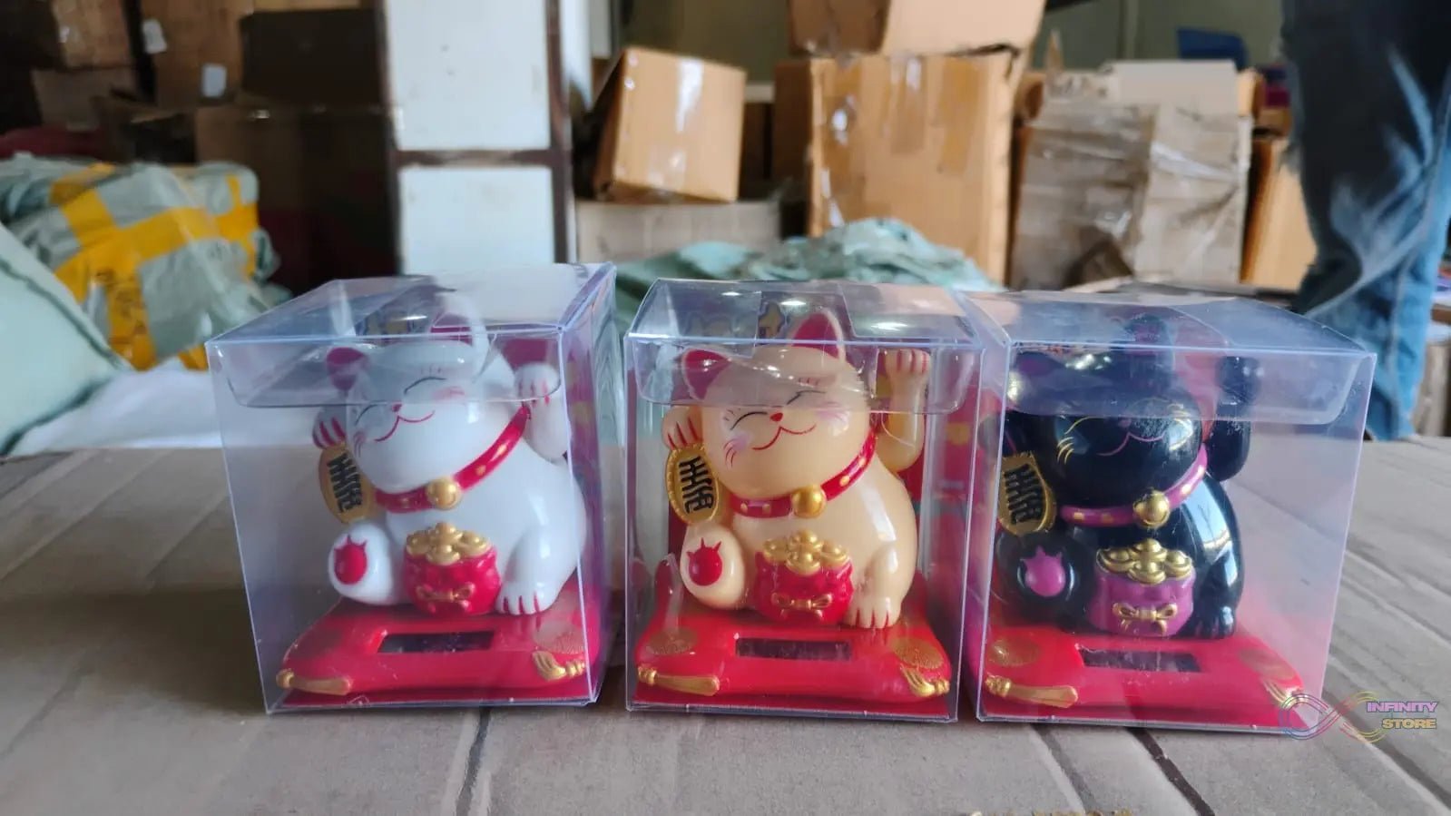Solar Powered Happy Cat Beautiful with Arm Waves Wealth Cat (1 Pc / Mix Color) - infinityexculsivestore.com