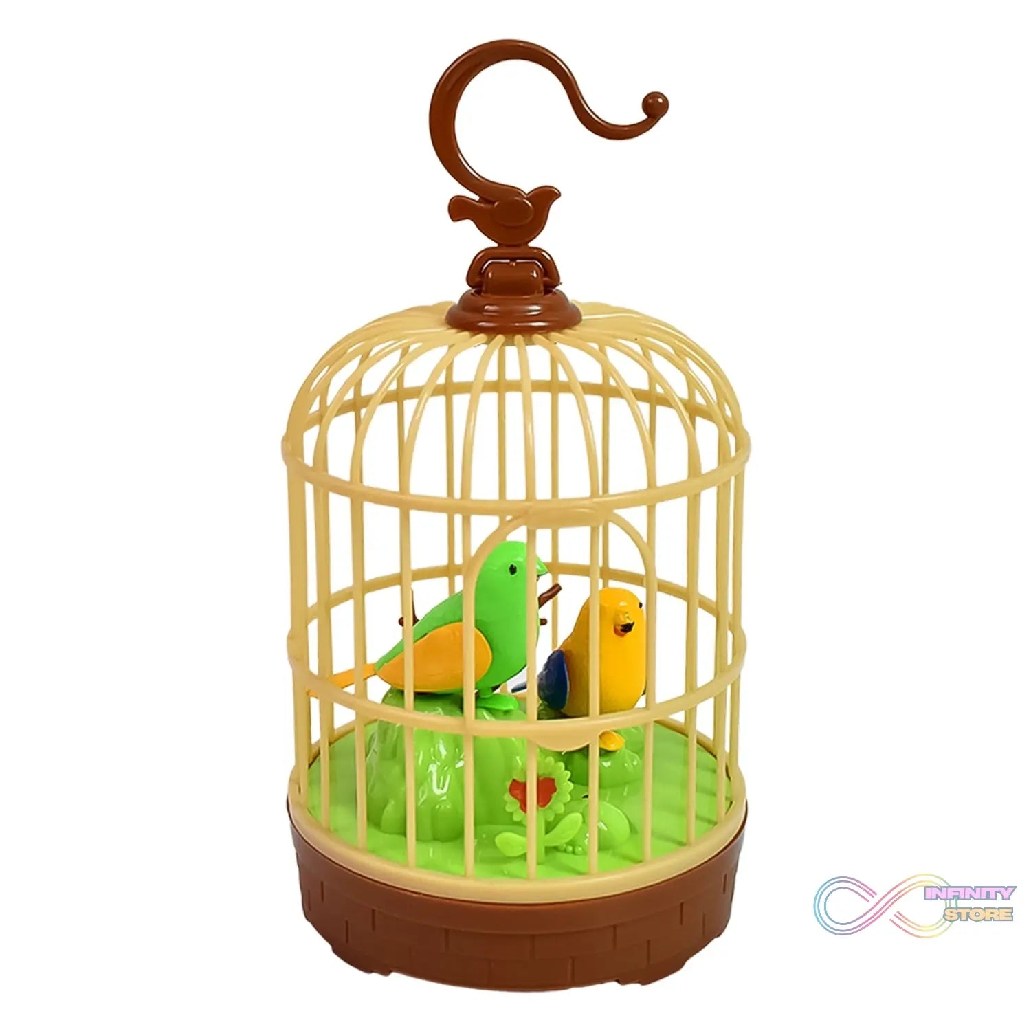 Sound Activated Chirping Bird in Hanging Cage, Beautiful Pinjra Bird Toy (1 Pc / Battery Not Operated) - infinityexculsivestore.com