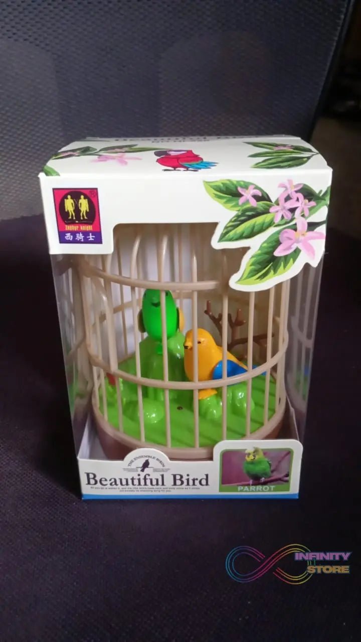 Sound Activated Chirping Bird in Hanging Cage, Beautiful Pinjra Bird Toy (1 Pc / Battery Not Operated) - infinityexculsivestore.com
