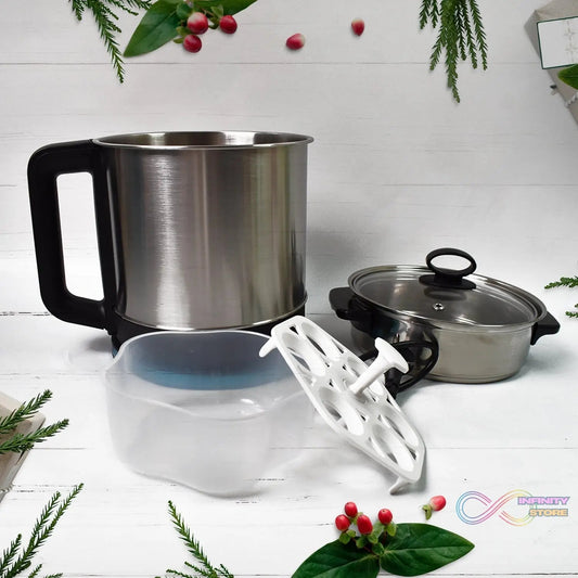 Soup Pot with Lid, Stainless Steel Multi Cooker Kettle (800W / 2.5 Ltr.) - infinityexculsivestore.com