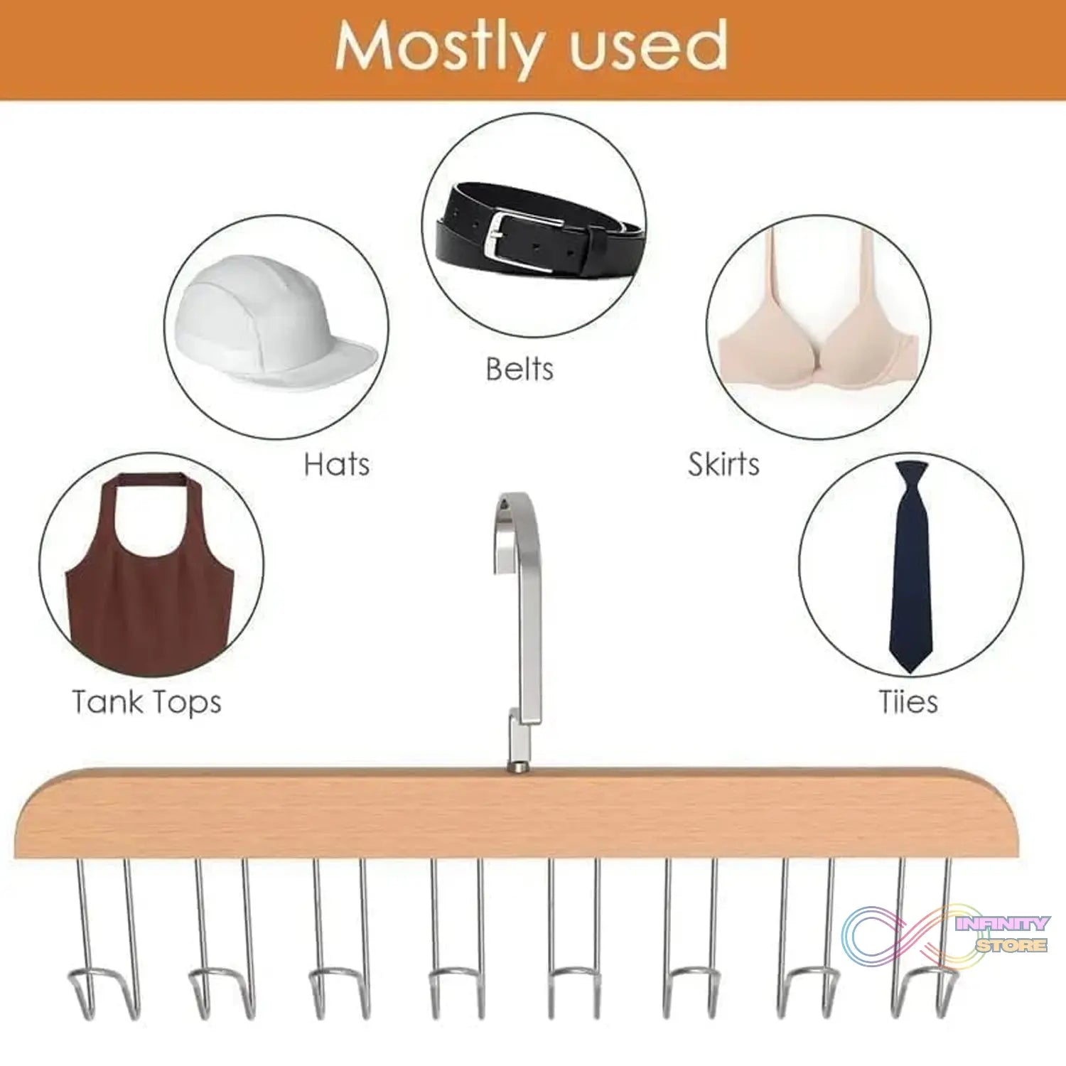 Space Saving 8 Hooks Wooden Hangers (1 Pc) - infinityexculsivestore.com