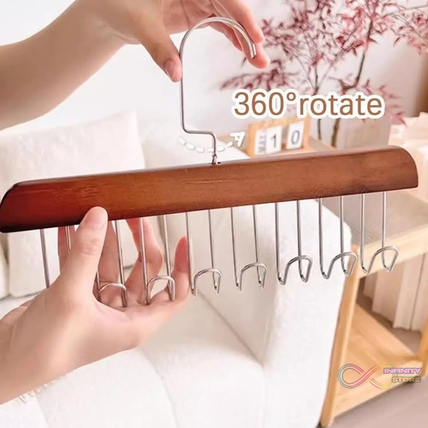 Space Saving 8 Hooks Wooden Hangers (1 Pc) - infinityexculsivestore.com