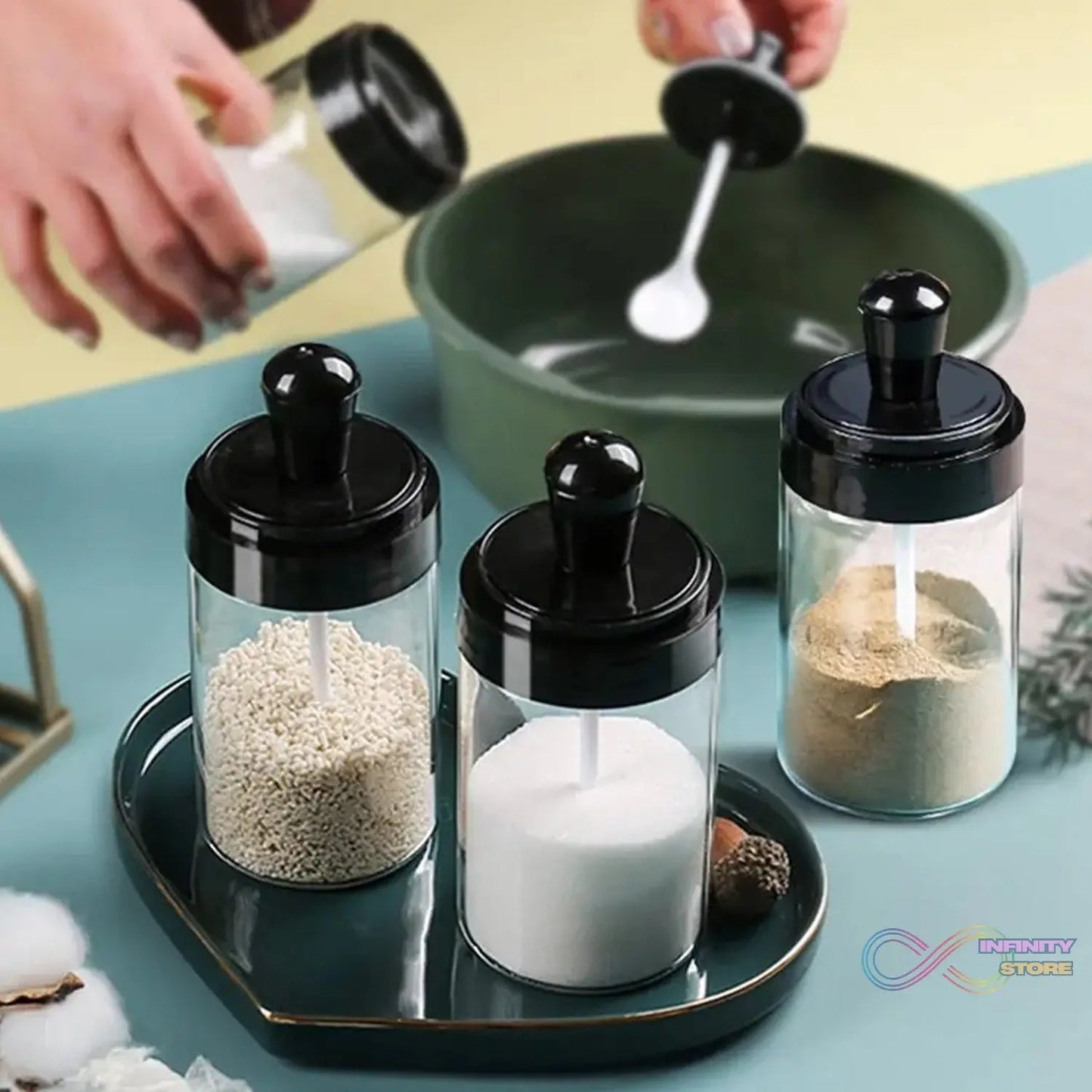 Spice Box Glass Jars Multipurpose Masala Seasoning Box Set (1 Pc) - infinityexculsivestore.com
