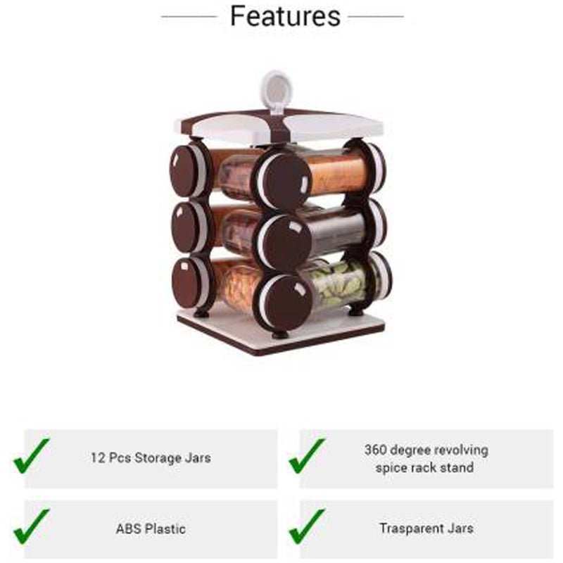 Spice jar Set - Food Grade Plastic 12pcs Spice jar (Brown Box) - infinityexculsivestore.com