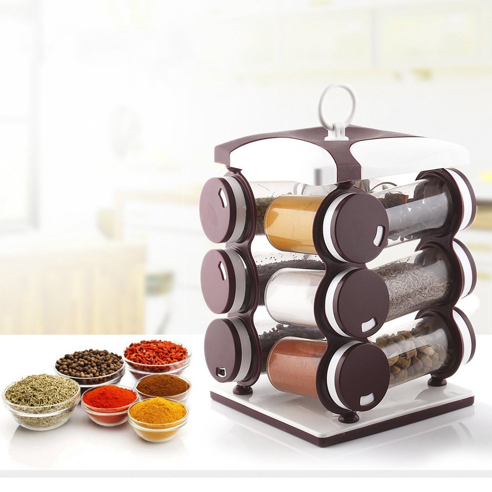 Spice jar Set - Food Grade Plastic 12pcs Spice jar (Brown Box) - infinityexculsivestore.com